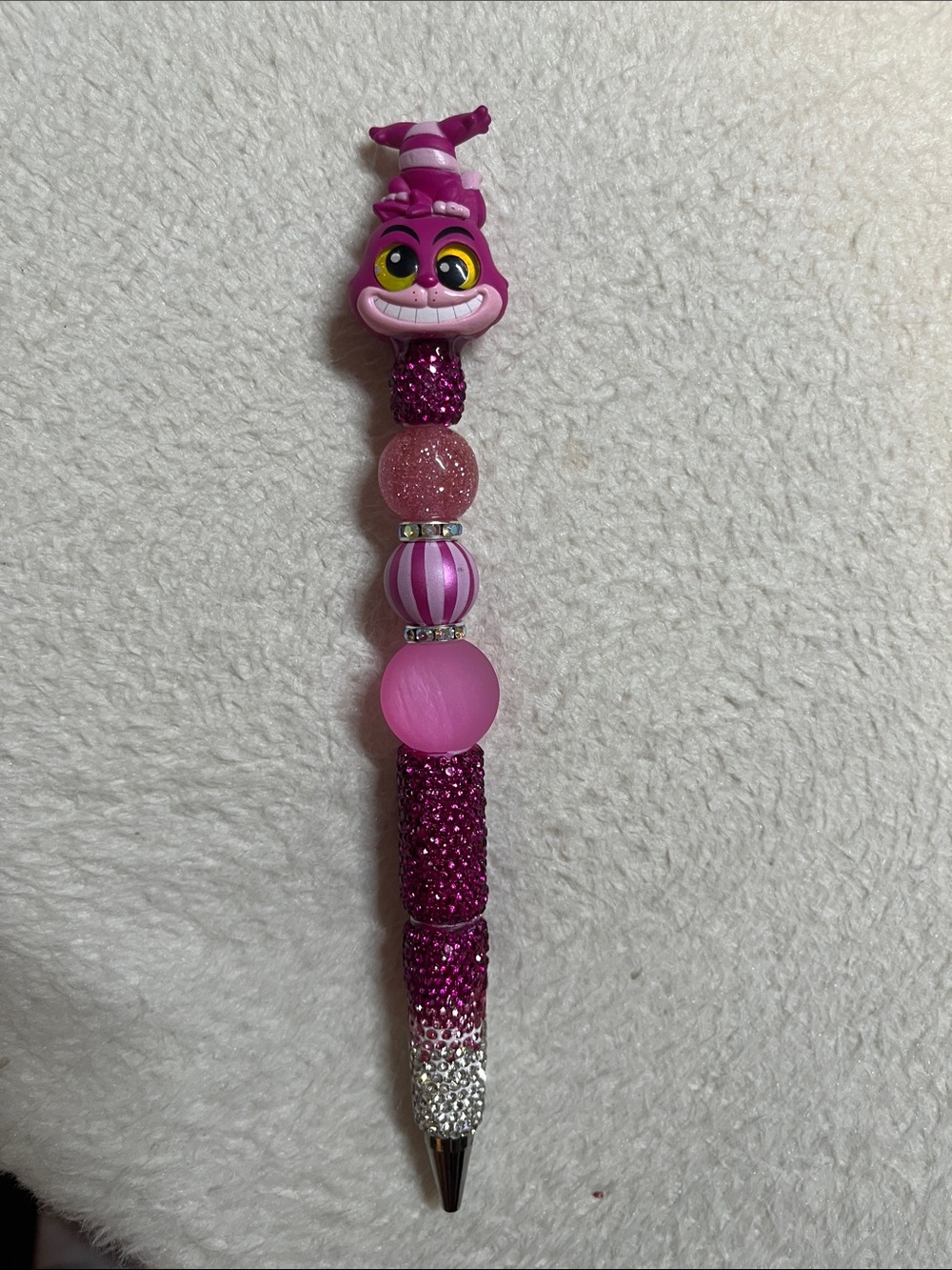 Pink Cheshire Cat Beaded Pen